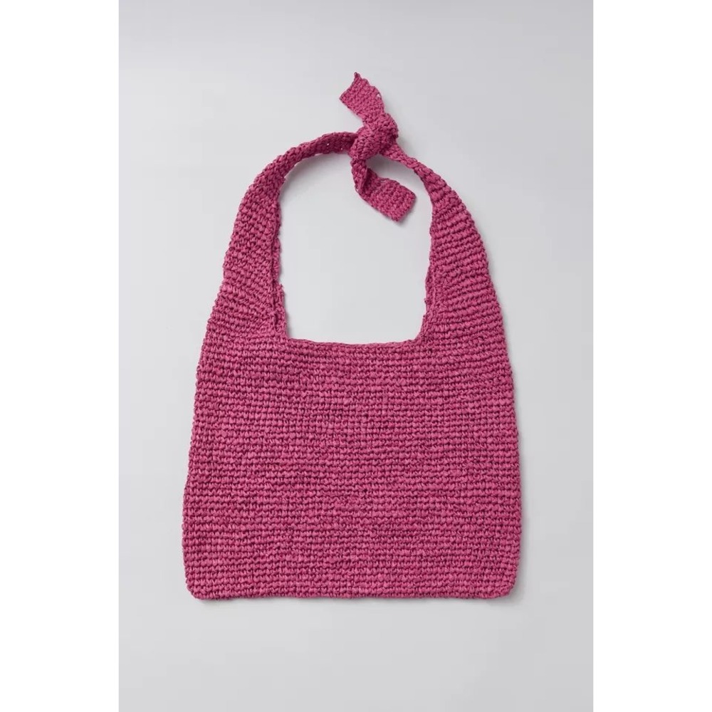 Urban‎ Outfitters UO Monaco Raffia Slouchy Hobo Bag Purse Pink Basket Weave